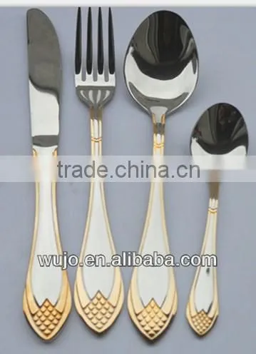2014 New Design Shiny Stainless Steel Dinnerware Set Popular in Middle East Market