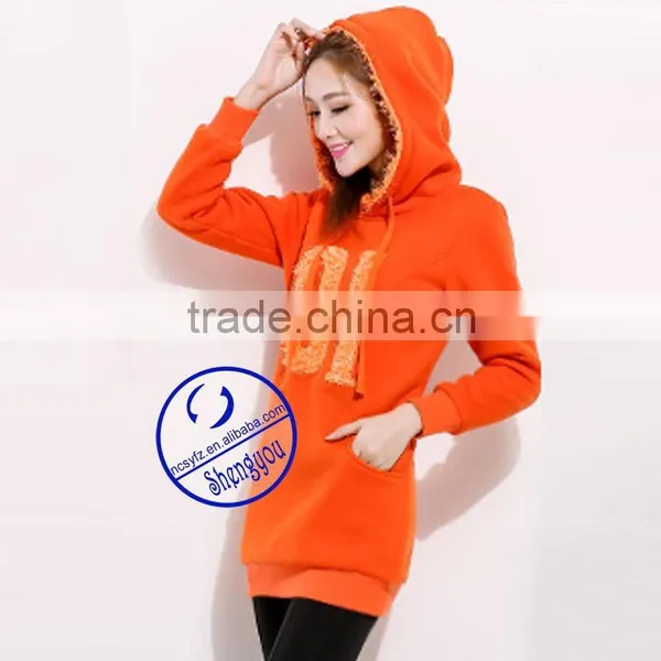 Wholesale Womens Cheap Extra Long Applique Hoodie photo-4