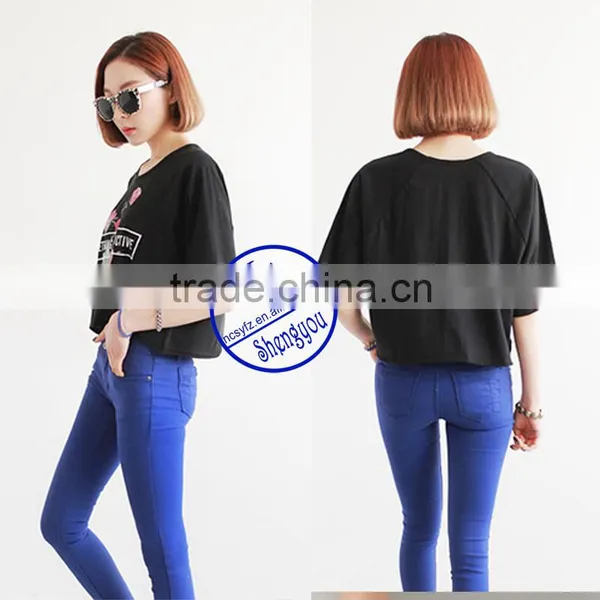 2015 Fashion Custom Cotton Printed Batwing Sleeve t Shirt photo-3