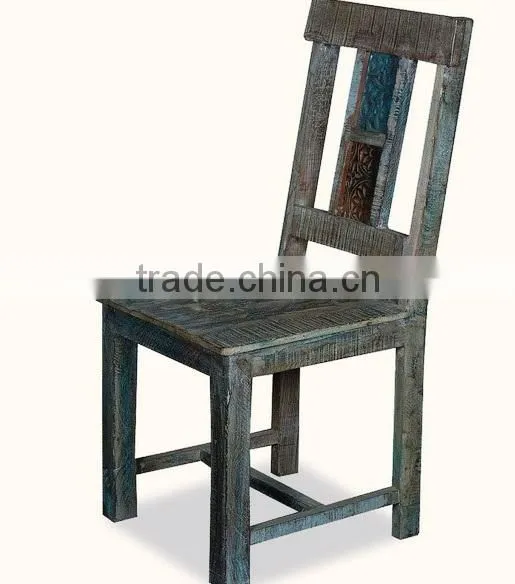 OLD AGE RECLAIMED WOOD DINING CHAIR , RECYCLE WOOD RETRO DINING CHAIR photo-3