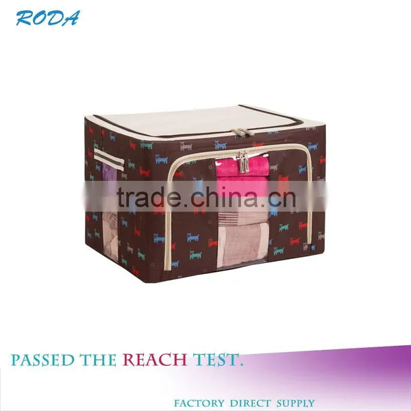 Durable Oxford Fabric Foldable Steel Shelf Lidded Storage Box With See-through Window photo-5