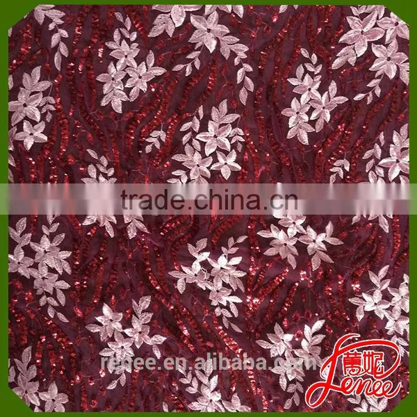Famous Textile Supplier 100% Polyester Sequined Embroidery Fabric photo-2