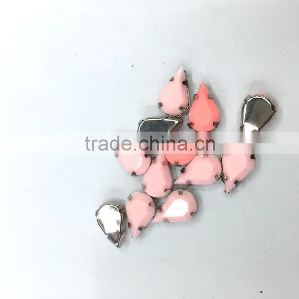 8*13mm Teardrop Peach Pastel Candy Acrylic Rhinestone Metal Claw Garment Trim Sew on Craft Diy Hobby Bags Gemstone photo-2