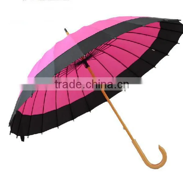 Fashion 16k Straight Edge Wind Breaker Umbrella Wooden photo-4