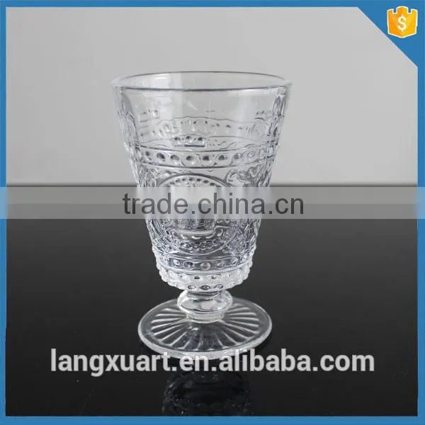 Pressed French Design Glass Wine Goblet photo-2