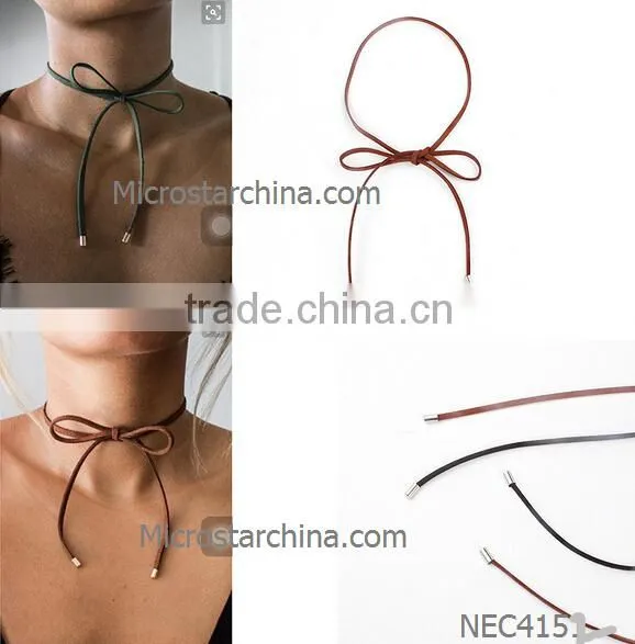 2016 Fashion Retro Long Women Chain Leaf Pendant Black Velvet Choker Necklace Quality Choice photo-5