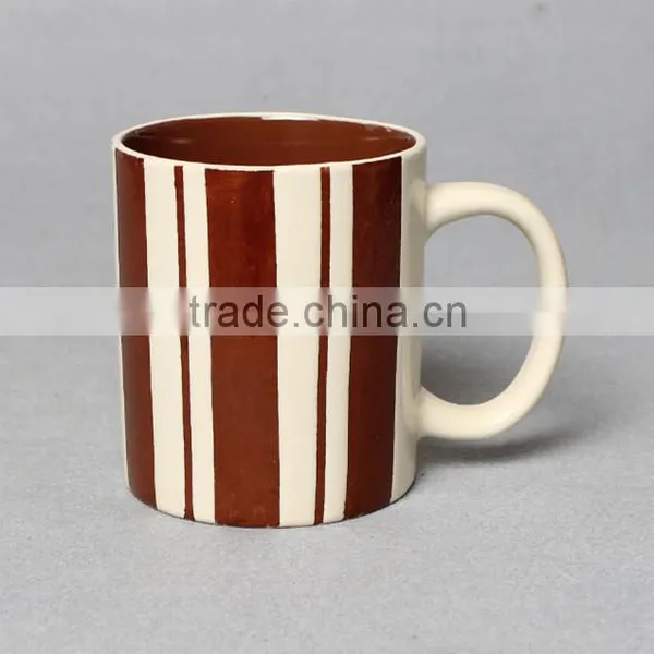 Strip Pattern Ceramic Promotional Mugs Inner Colored