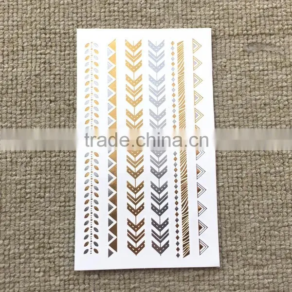 Wholesale Gold Silver Color Metallic Tattoo Temporary Gold Hair and Body Tattoo Sticker Factory photo-5