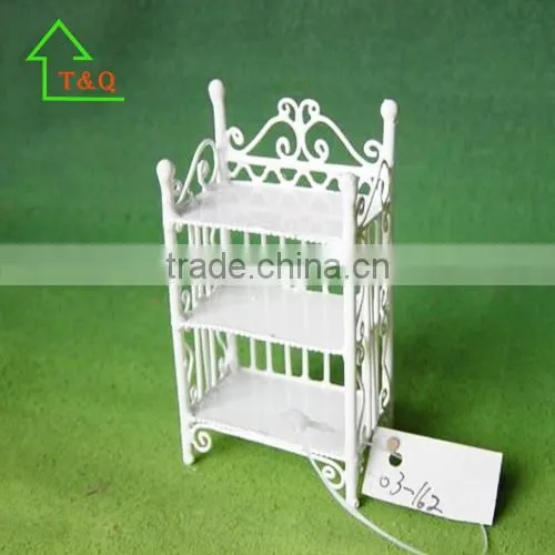 Dollhouse Miniature New Rustic Bookcase, Bookshelf 3 TIER Storage Display Bookshelves Metal Vintage