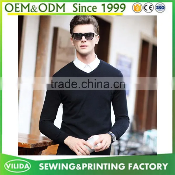 Custom Winter Mens 100% Woolen Knitted Sweater New Design V Neck Blank Knitted Sweater photo-5