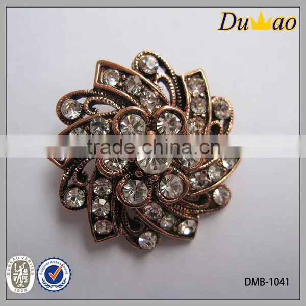 Flower Rhinestone Casting Delicate Button photo-3