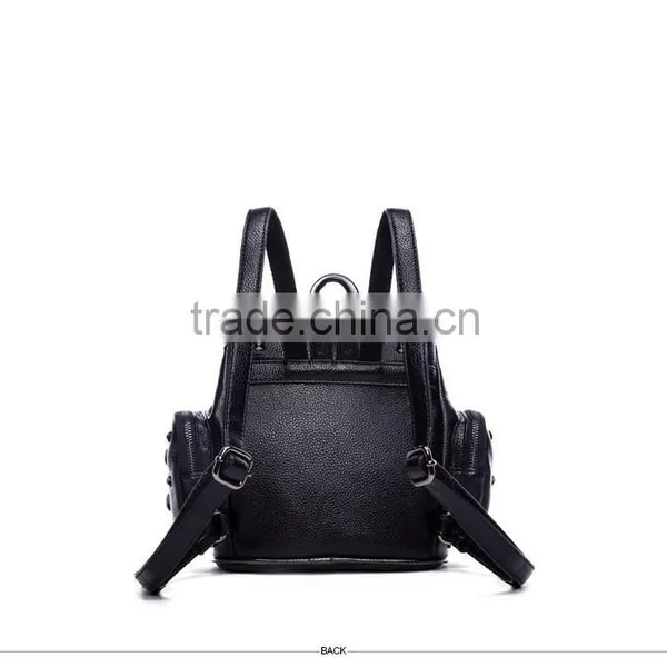 Wholesale Fashion Custom Women High School Leather Backpack photo-2