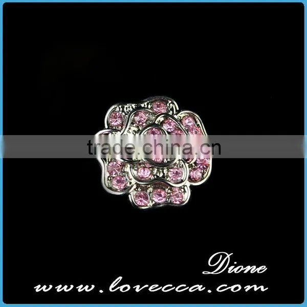 Charms Fashion Crystal Rose Flower s Napbutton Charms Fit Bracelet photo-3