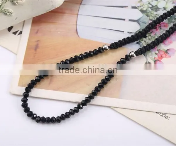Latest Classical Style Handmade Black Stone Rope Braided Necklace for Christmas Gift photo-5