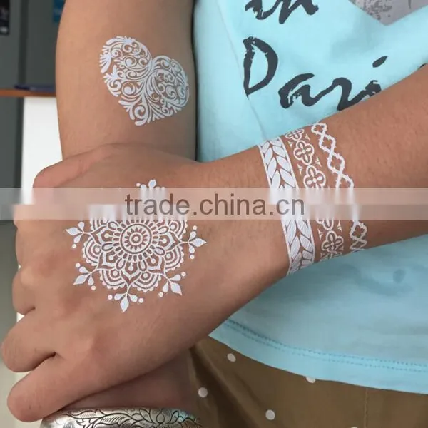 Temporary White Henna Body Transfer Tattoo