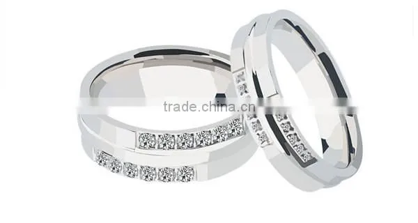 Eternity Style Zircon Casting Stering Silver Charm 316l Stainless Steel Wedding Band Ring for Lovers photo-5