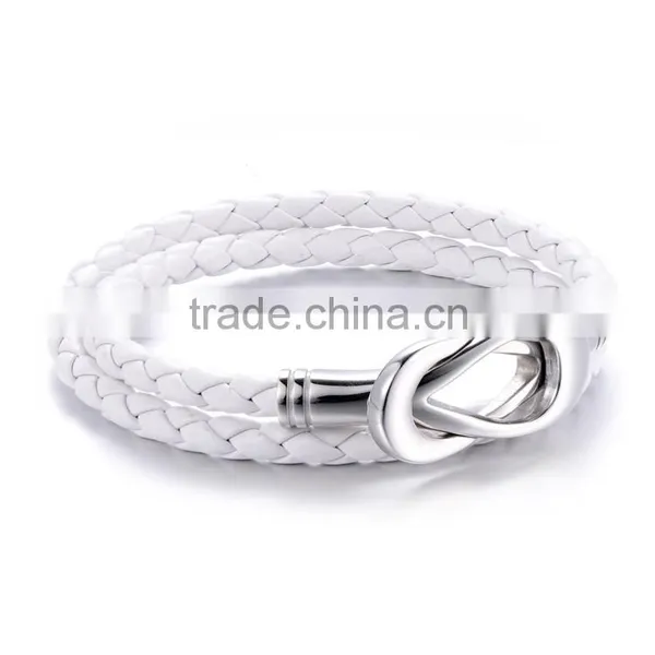Handmade Leather Bracelet Designs, Cheap Leather Bracelets White Leather Bracelet photo-3