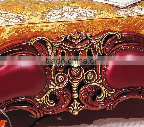 Antique Classic Red Color Solid Wood Wedding King Size Bed, Wedding Bedroom Furniture(MOQ=1 SET) photo-5