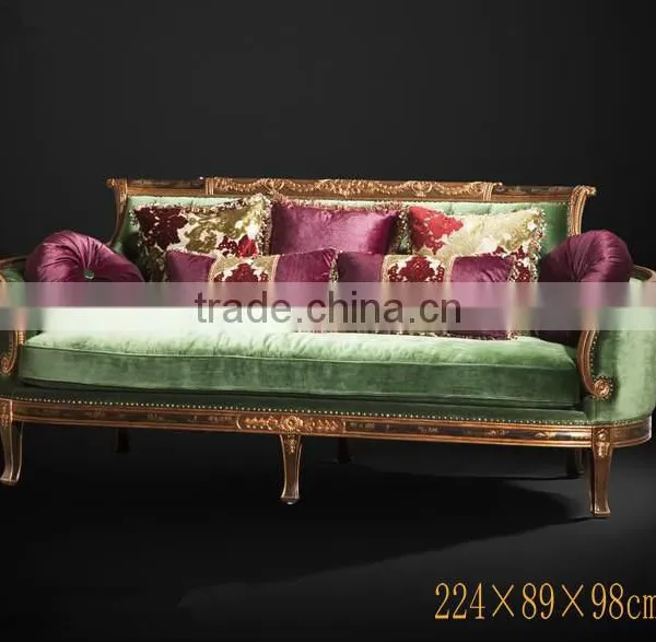 Elegant Emerald Green Living Room Sofa, Noble Solid Wood Carved 3+2+1 Sofa Set, British Royal Furniture photo-4