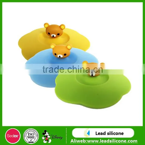 Food Grade Silicone Rubber Coffee Cup Lid, Custom Cartoon Silicone Cup Cover photo-2