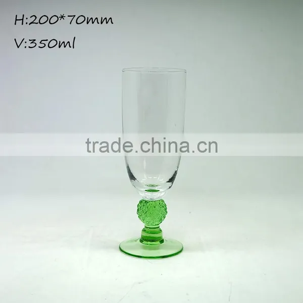 Unique Design Champagne Flute Wine Glass Green Stemware photo-2