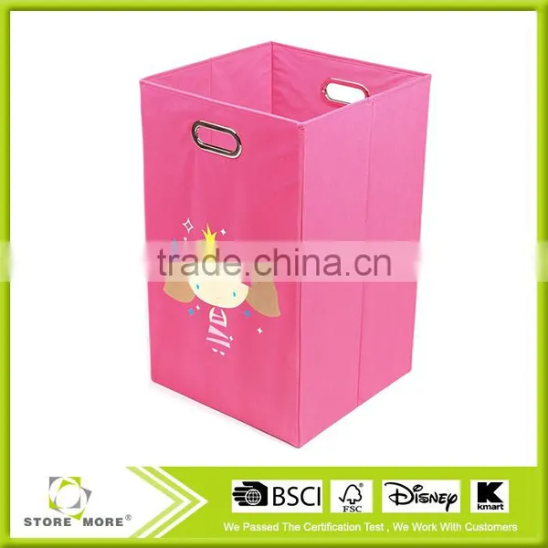 Folding Laundry Bin, Light Pink Butterfly photo-3