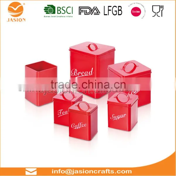 SET1624 Sugar Canister Tea Can Coffee Jar Powder Coated Iron Bread Bin photo-5