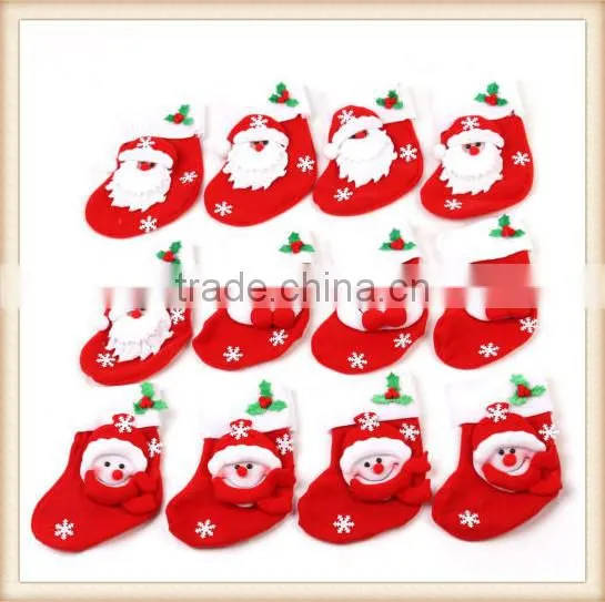 NEW 4 Christmas Table Decor Silverware Tableware Holder Socks Candy Stock photo-3