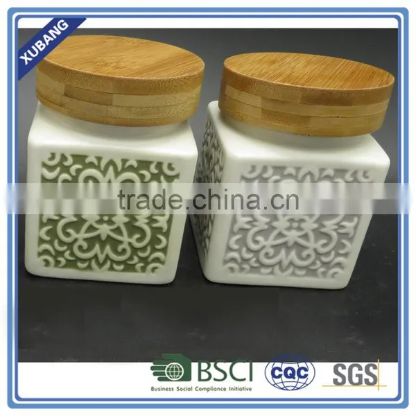 Square Shape Ceramic Storage Jar Ceramic Cookie Jar photo-4