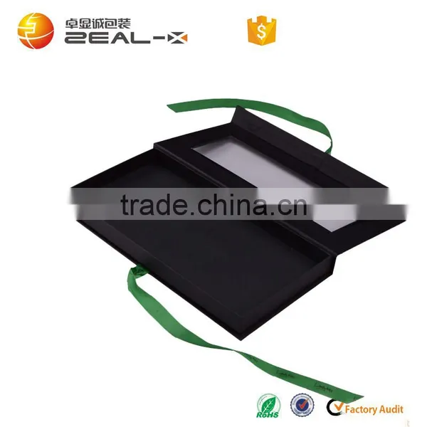 Cardboard Matte Black Box for Hair Extensions With Ribbon photo-6