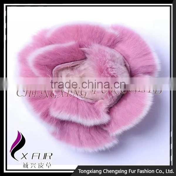 CX-A-39 Wholesale Custom Best Quality Rex Rabbit Fur Hand Made Flower Brooch Pin photo-3
