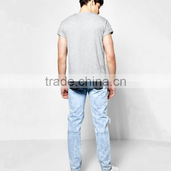 Lastest Men's Broken Holes Denim Jeans Skinny Men Ripped Ankle Zipped Jeans Trousers photo-3