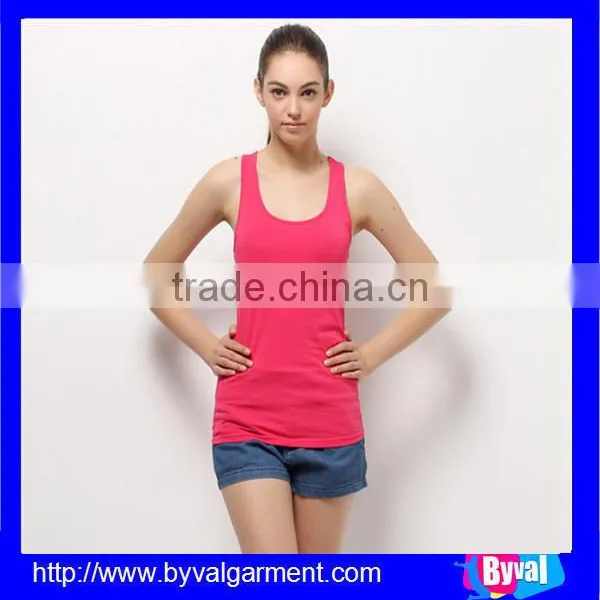 OEM Wholesale Women Blank Sleeveless 100%cotton Shirts for Lady photo-3