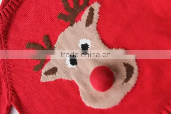 Popular Deer Deisgn Red Christmas Sweater Custom Knitting Patterns Christmas Pullover photo-4