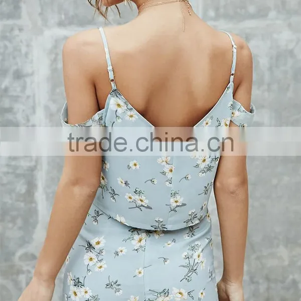 Cold Shoulder Tank Top/Floral Print Tank Top photo-2