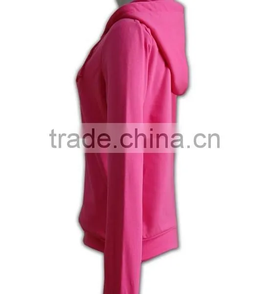 BSCI 2016 Design Sublimation Screenprint Embroidery Zipper Hoody Plain Pink Zipper Hoodie photo-3