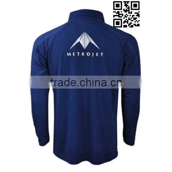 Blue Color Workwear Polo Long Sleeve Shirt Sport Dry Fit Polyester photo-4