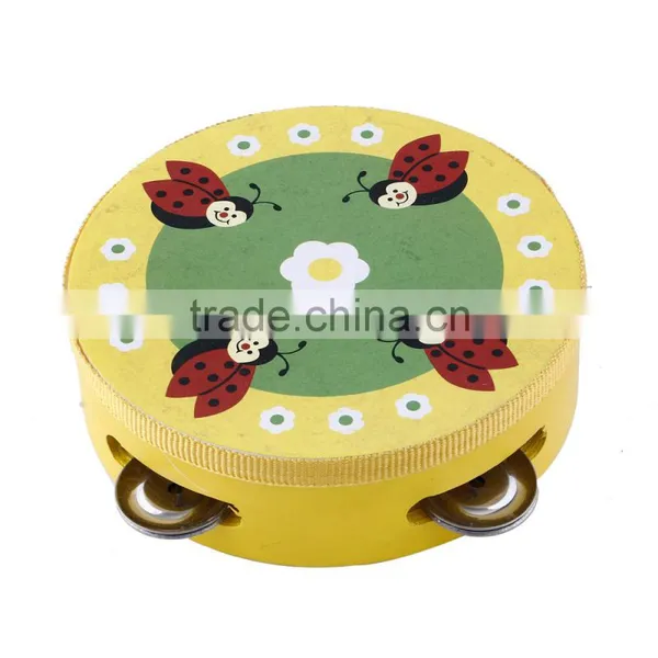 Tambourine Party Favors Wholesale Wood Tambourine Mini Kids Instruments Logo Printed Tambourine