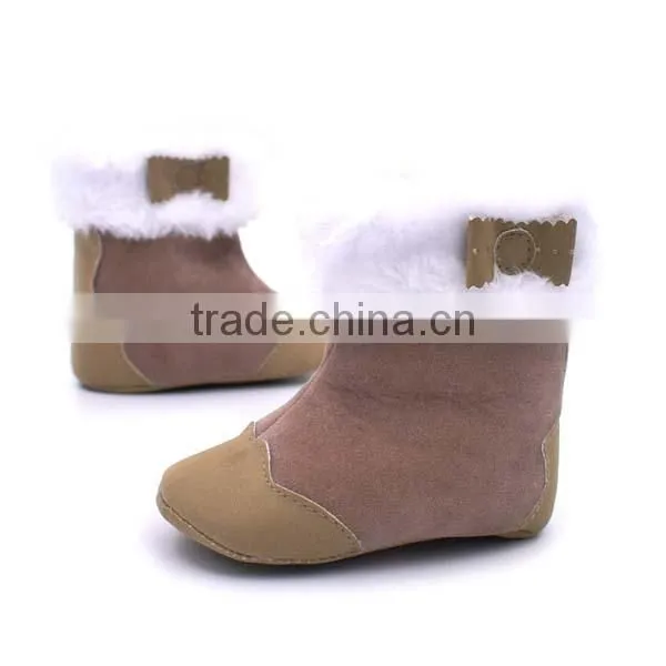 Winter Warm Lovely Bowknot Anti-slip Baby Cotton Walking Shoes photo-2