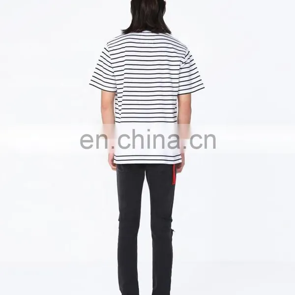 DiZNEW Design Your Own Oversize Mercerized Cotton Short Sleeve Striped t Shirt photo-6