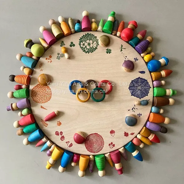 Mushrooms Honeycomb Droplets Tree Cones Mini Cones Blocks Toy DIY Wooden Rainbow Loose Parts photo-3