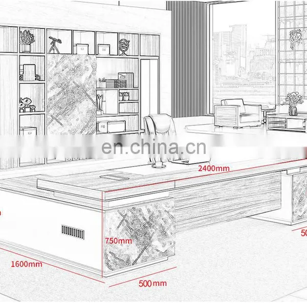 Luxury Office Furniture Modern Wood Ceo Workstation Computer Table Wooden High Tech Manager Executive Office Desks With Drawer photo-5