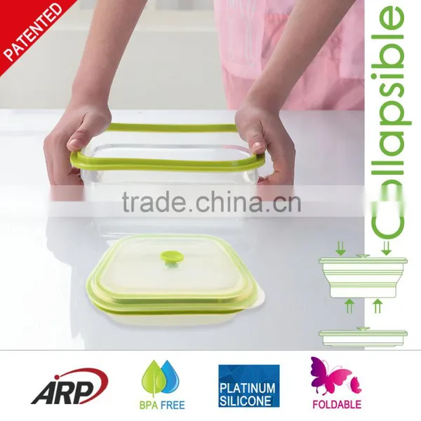 Non-stick Double Color Silicone Lunch Box Collapsible Food Container photo-5