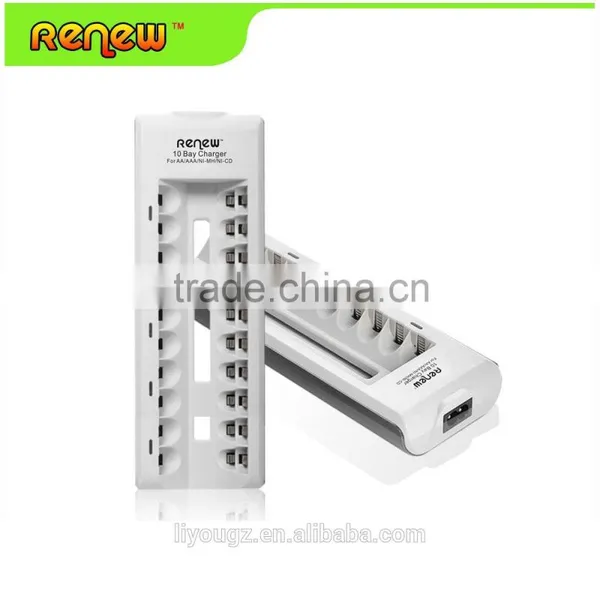 Wholesale RENEW 10 Bay/Slot AA AAA Ni-MH Ni-Cd Quick Charger Smart Battery Charger for Rechargeable Batteries S9 Charger photo-3