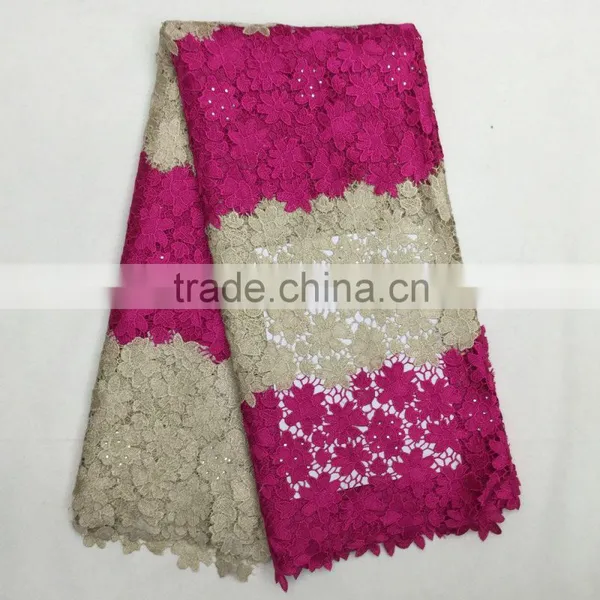 Pretty Chemical Lace Embroidery Fabric Rhinestoes Guipure Lace Fabric Guipure Lace for Wedding photo-4
