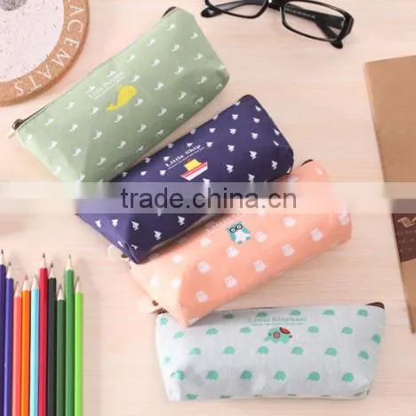 Animal Canvas Cheap Zipper School Pencil Bag/pencil Case