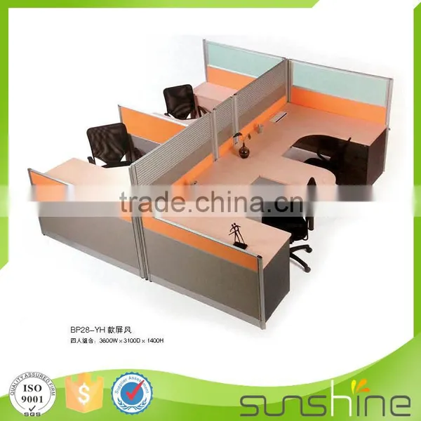 Office Desks for Two People White Table Aluminum Frame Panel Partition Metal Leg photo-6