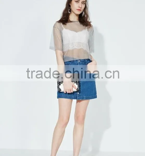 Sexy Slim Fit Strapless Tank Tops Lace Short Shirts for Women photo-5