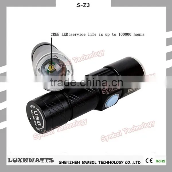 Zoomable 3 Light Mode Portable Rechargeable USB Charging Led Flashlight photo-6