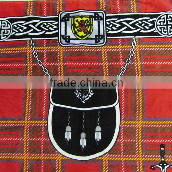 100% Cotton Velour Printed Scottish Plaid Beach Towel Plaid Printed Scottish Beach Towel photo-5
